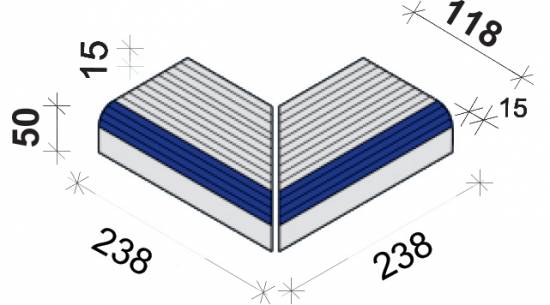 Угол внешний обкладки с маркером Interbau 238/50x118x15, арт. 5487 RH B